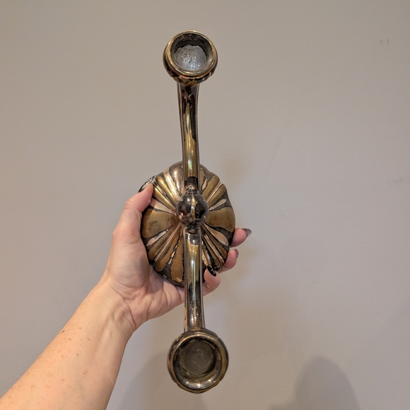 Antique Art Deco Goldtone And Silver Candelabra - Picture 4 of 7